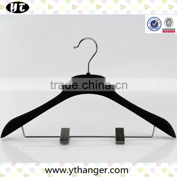 Gray Fashion Velvet Flocking Hanger With Clips for Suits photo-3