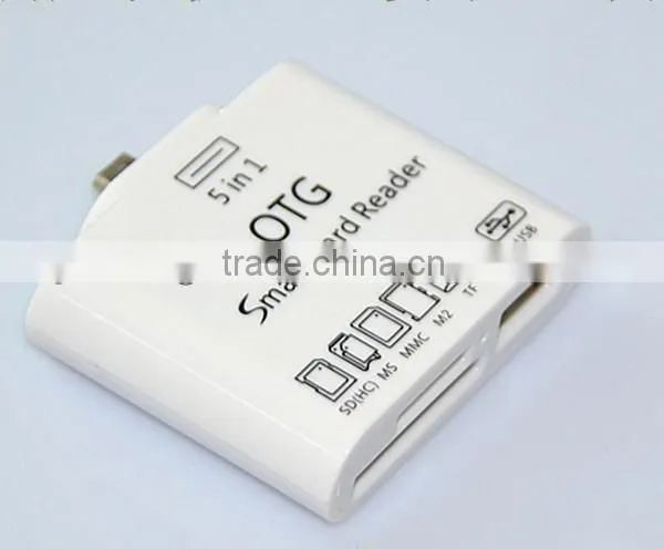 Factory supply! 5 in 1 OTG Smart Micro USB SD Card Reader for Samsung galaxy note/Smart Phone