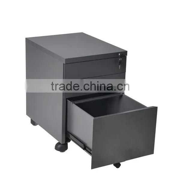 (DL-M1 ) Black 3 Drawer Steel Vertical Mobile File Cabinet With 5 Castors photo-3