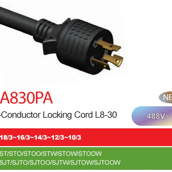 NEMAL8-20P/NEMAL8-30P America Twist Locking Power Cord photo-3