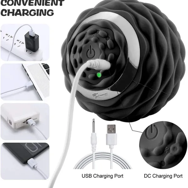 Wholesale Customized Logo Electronic Massage Ball, 4 Speeds Vibrating Massage Roller for Body Muscle Release ,USB Rechargeable photo-5