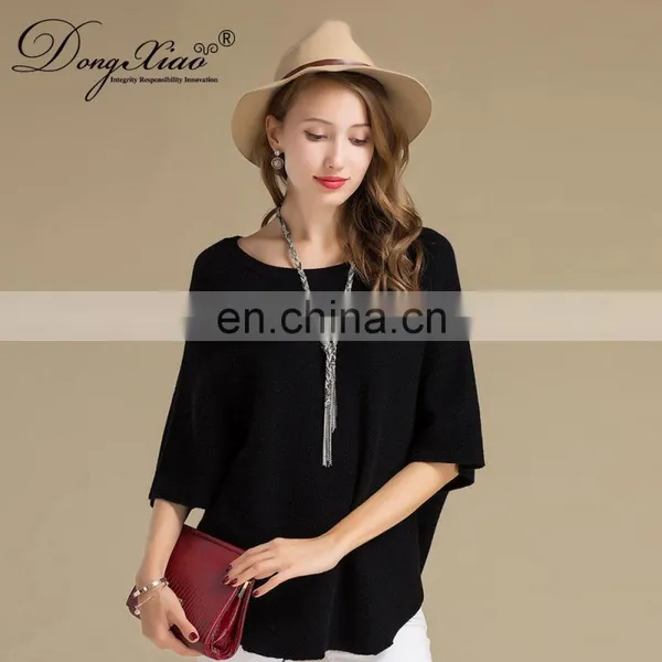 Autumn Women's Casual Half Sleeve 100% Cashmere Sweater O-Neck Solid Pattern Custom Oversize Knitwear With Front Logo photo-4