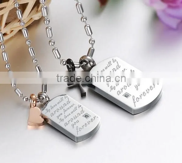 Wholesale Stainless Steel Square Plate With Letter Pendant for Lovers Small MOQ and Mix Order photo-4