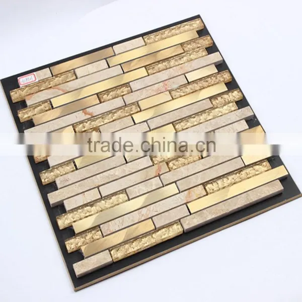 Glass Mix Aluminum Mix Stone Mosaic Tile photo-2