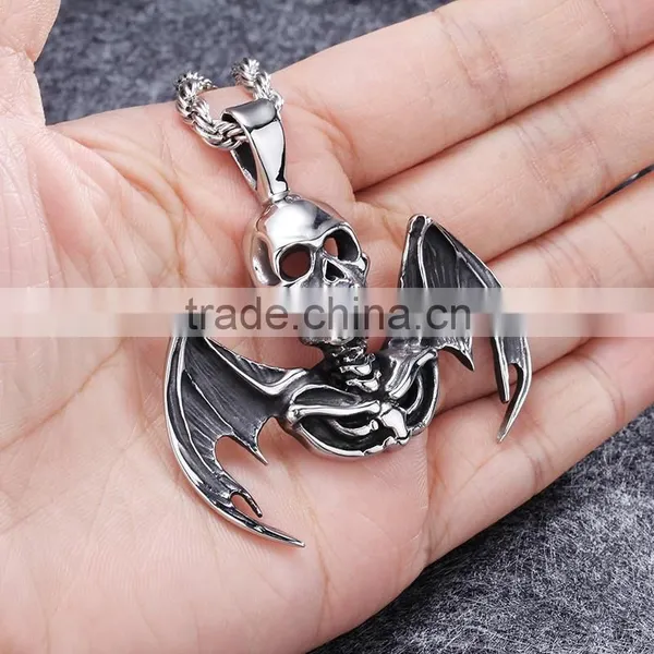 Factory Price Custom Jewelry Hip Hop Men Pendant With Wings Unique Design Skull Stainless Steel Pendant Supplier's Choice photo-6