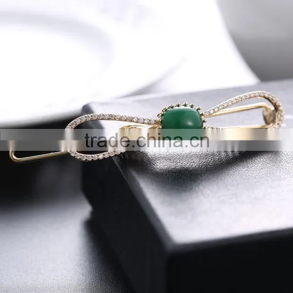Neoglory Accessories Beautiful Green and Blue Zircon Crystal Vertical Clip Hair Pin photo-4