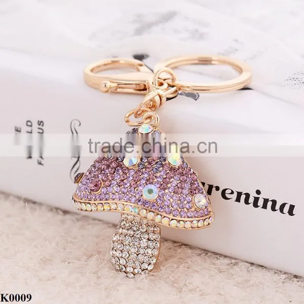 Letest Design Mushroom Logo Alloy Crystal Keychain K0009 photo-4