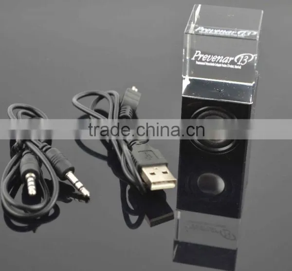 Mobile Phone Wired Stereo Mini Crystal LED Speaker photo-4