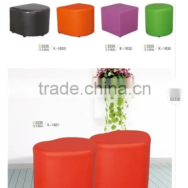 Faux Leather Round Ottoman for Home Living Room Under Mail Order photo-6
