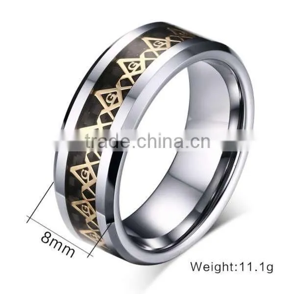 Vintage Logo Engraving Masonic Ring, Generous Masonic Logo Men's Rings photo-3
