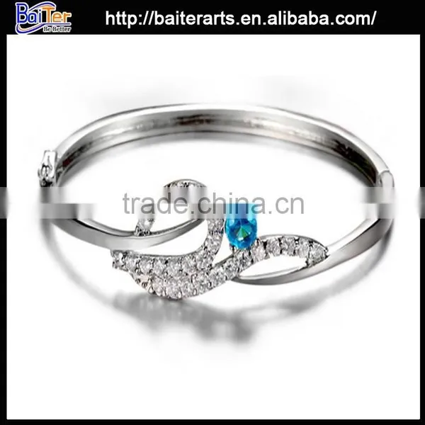 Fashion Solid 925 Sterling Silver Micro Pave Bangle Bracelet photo-6