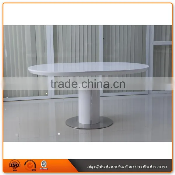 (120-160)*120*76 Extension High Gloss Stainless Steel Dining Table Designs photo-3