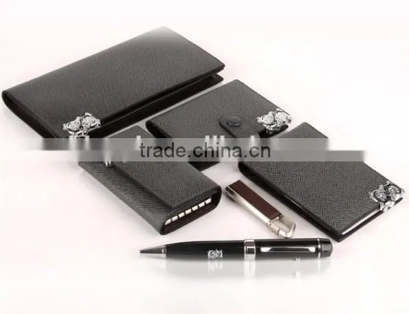 Luxury Leather Men Wallet Christmas New Year Corporate Business Gift Set photo-2