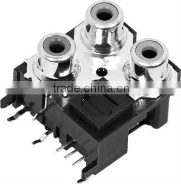 3 pin RCA jack / AV connector socket DQT(R)-022B