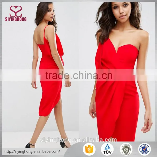 2016 Fashion New Lastest Red One Shoulder Sexy Dresses Supplier's Choice