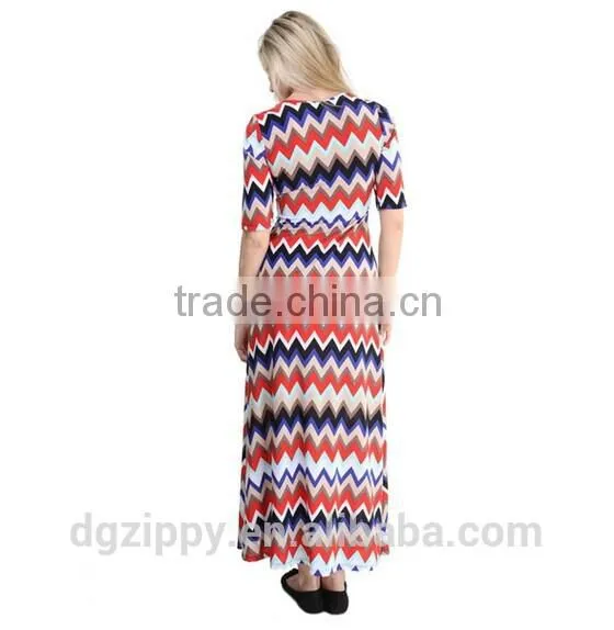 2016 New Fashion Design Plus Size Pakistani Chevron Print Maxi Dress photo-3