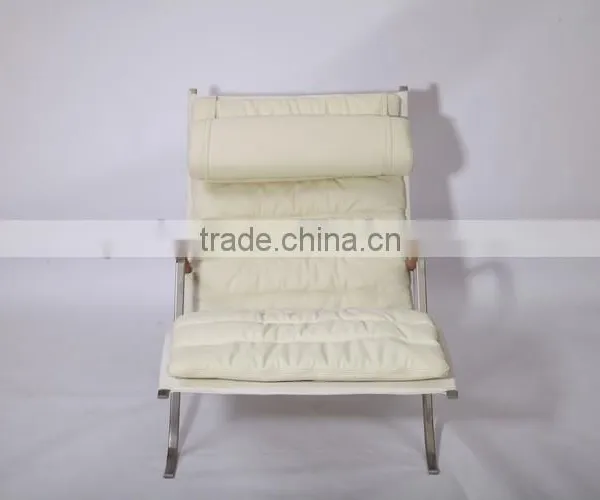 Wholesale Floor Lounge Chair FK87 Lounge Chair Grasshopper White Leather photo-3
