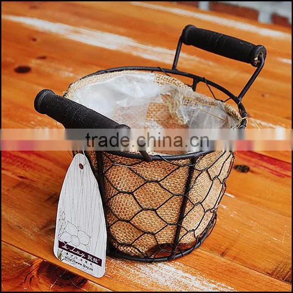 Hand Weaving Wire Basket With Jute Liner photo-2