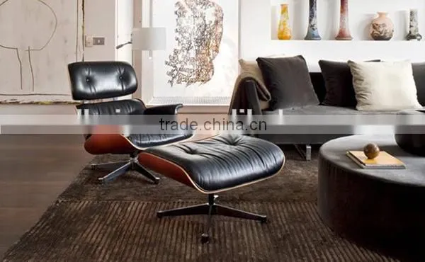 100% Italian Leather Sofa Lounge Chair Ottoman Footstool Retro Furniture photo-5