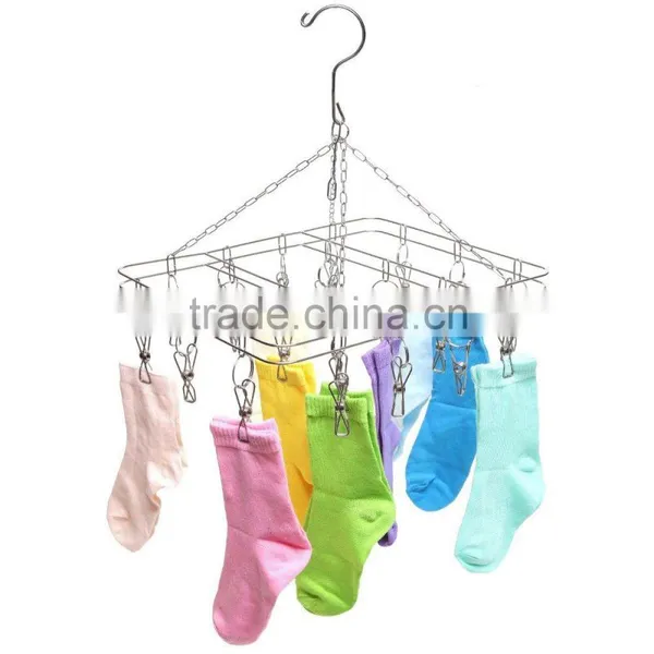 Stainless Steel 20 Clip Drying Hanger Rack for Hanging Clothes / Towels and Stainless Steel Clothes Hanger photo-3