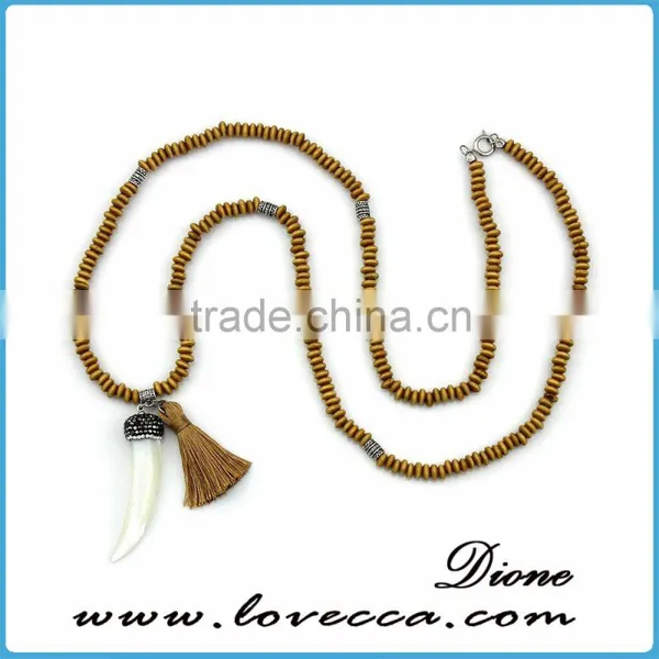 Hot Sale Handmade Wooden Multicolor Gemstone Necklaces Pendant for Lady photo-6