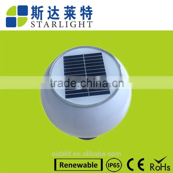 2016 White 20cm Round/circle Multiple-function Stainless Steel Pedestal Solar Pillar Light photo-4