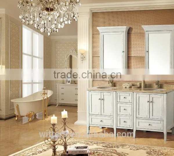 Wood Bathroom Vanity Unit Only White With Marble Counter Top WTS840 photo-3