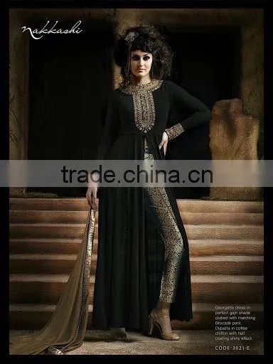 Embroidered Work Black Georgette Designer Salwar Kameez