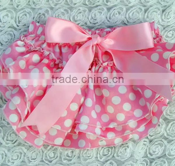 Boutique Newborn Toddlers Underwear Baby Lace Bloomer Satin Ruffle Pants Diaper Cover With Bow photo-6