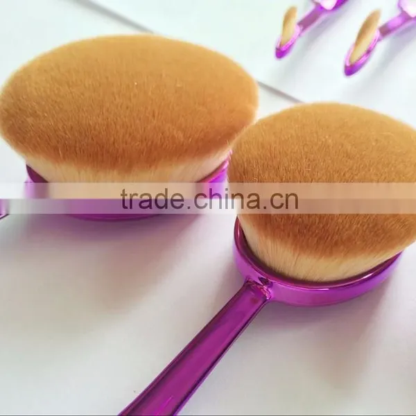 Top Quality Custom Logo Cosmetic Makeup Brushes Rose Gold and White Color 10pcs Oval Makeup Brush Set photo-6