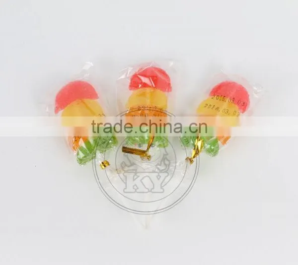 Orange Slice Fruit Shape Gummy Jelly Lollipop photo-3