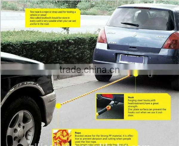 H50046 4m Tow Towing Rope Strap 5 Ton Heavy Duty Car Recovery Metal Hooks photo-2