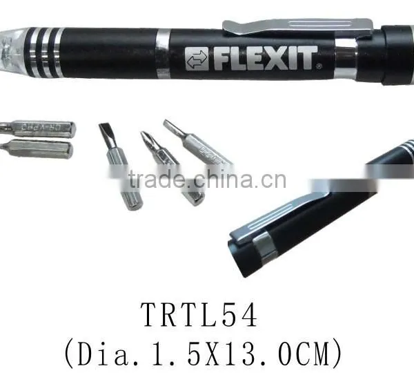 Aluminum custom logo LED light multi work tool pen