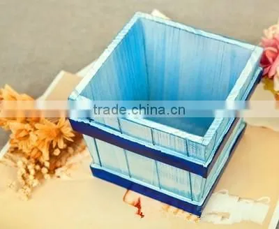 Wooden Flower Pot Double Lattice Handle Flower Pot photo-4