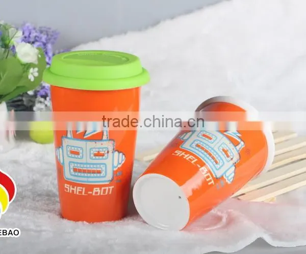 No Handle Custom Ceramic Travel Coffee Mug With Silicone Lid photo-6