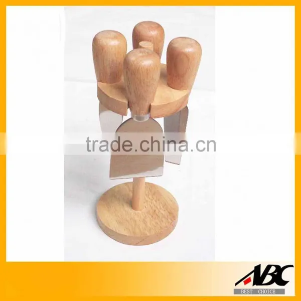 Fashion Style Wooden Block 4pcs Novelty Cheese Knives photo-6