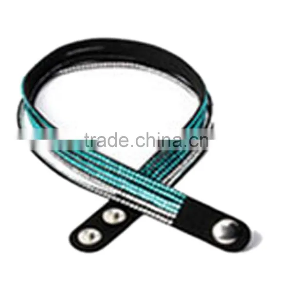 PU Leather Bracelet, Hot Sale Gift Leather With Crystal Gem Decoration photo-4