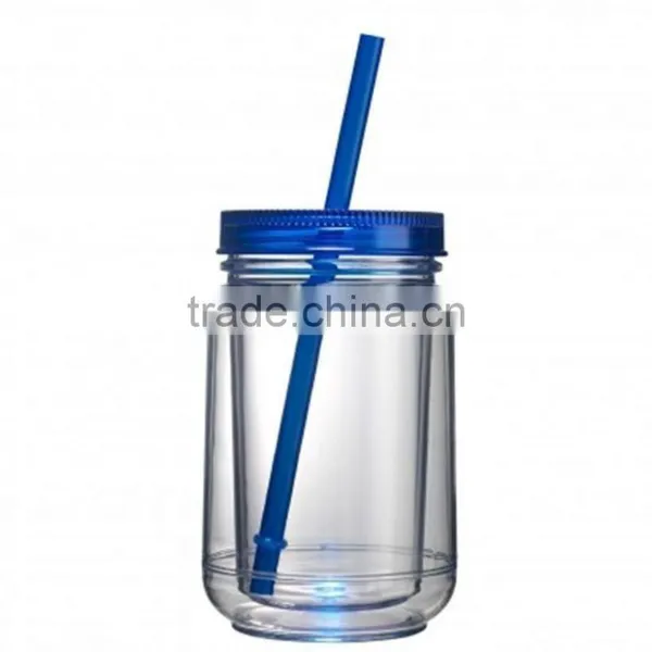 16OZ Mason Jar Cup Blank Clear Double Wall Insulated Tumbler Travel Mug Straw photo-4