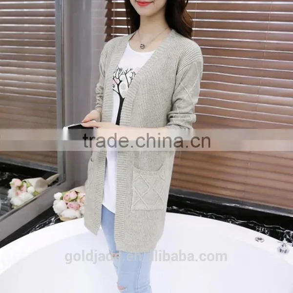 2016 Latest Sweater Designs Knitted Sweater Ladies Cardigan photo-5