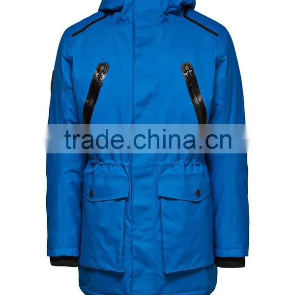 Outdoor Insulated Blue Nylon Men Parka Jacket photo-2