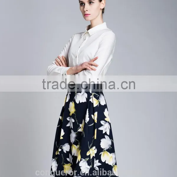 Spring-Summer Season Ladies Long Sleeve Polo Collar White Shirt Blouse photo-2