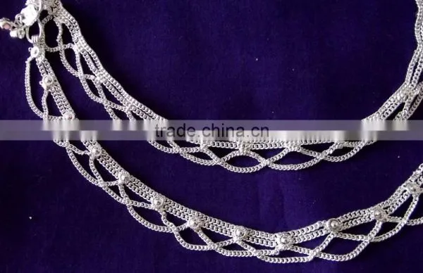 SILVER TONE Chain Payal ANKLETS Feet Bracelet PAIR photo-2