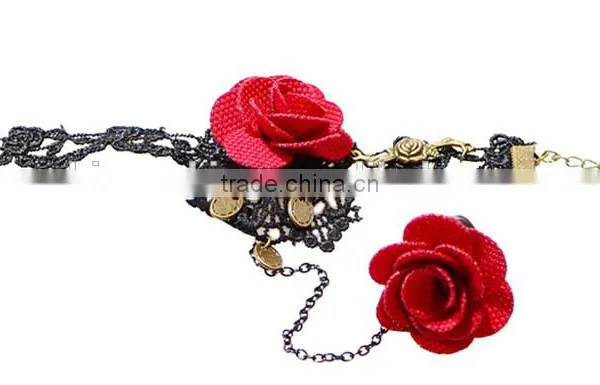 2015 Hot Style South Korean Lace Bracelets With Ring Sets Yiwu Handmade Rose Jewelry Set Wholesale photo-5