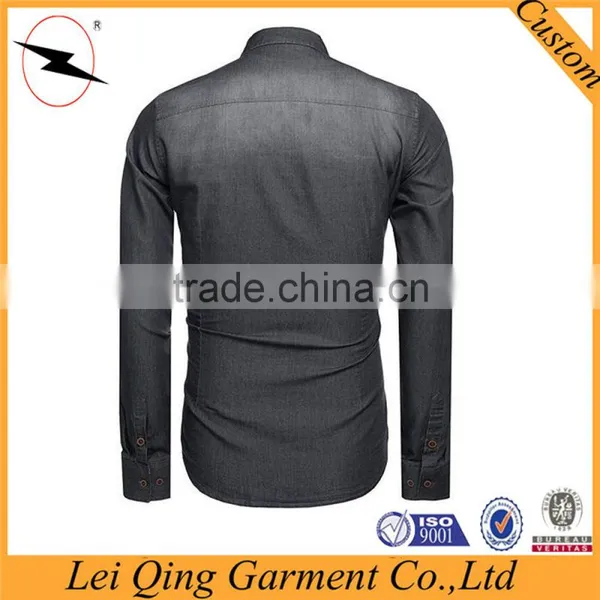 Casual Long Sleeve Slim Fit Button Denim Shirts With Pockets photo-4