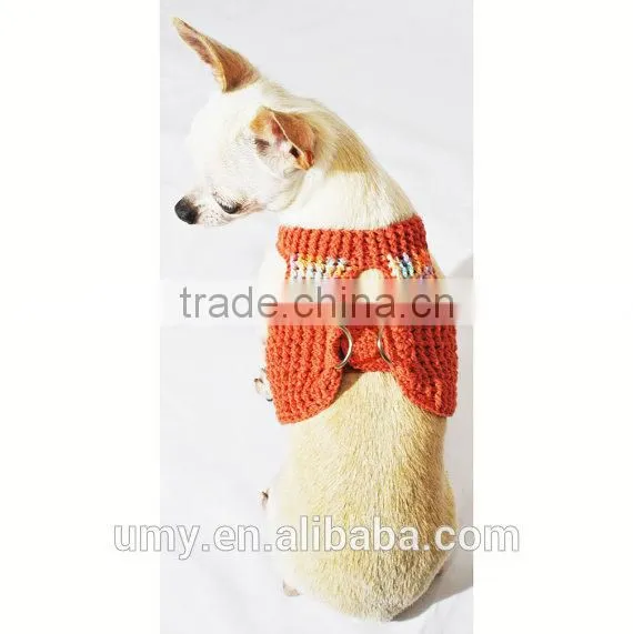 Velcro Dog Harness Vest Handmade Crochet Earth Colorful Pet Leash Comfy for Puppy Teacup Chihuahua photo-3