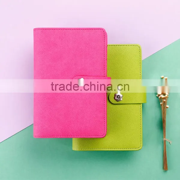 48K PU Leather Cover Planner With Metal Clasp Button Embossed Logo Loose Leaf Binding Organizer Planner photo-4