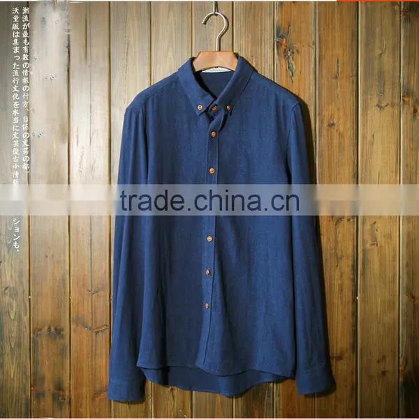 2016 Vintage Style Solid Color Men Classic Fit Linen Top, Linen Shirt, Casual Shirt photo-2
