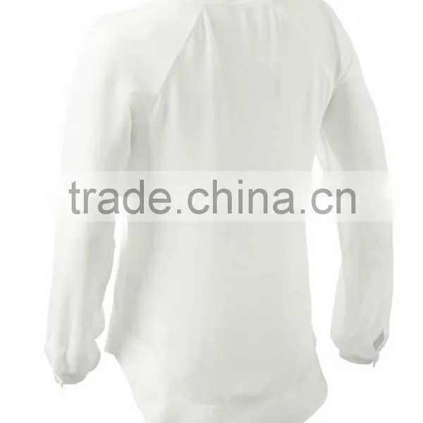 Extrem Slim Fit no Collar Chiffin Fancy White Blouse Casual photo-2