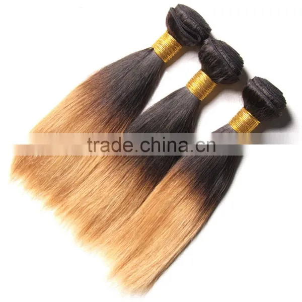 8A Grade Virgin Human Hair Bundles 1b/27 Ombre Peruvian Yaky Straight Hair photo-2