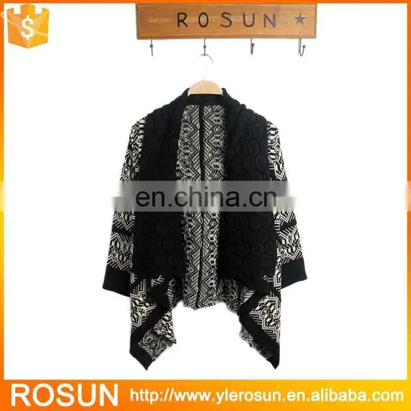 Women Winter Geometric Pattern Ponchos And Capes Coat